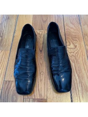 L'INTERVALLE Women's Black Leather Slip-On Loafers